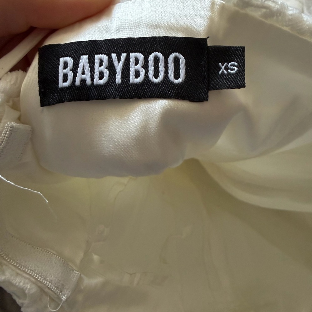 BABYBOO Leona Strapless White Lace Mini Dress - Picture 3 of 4